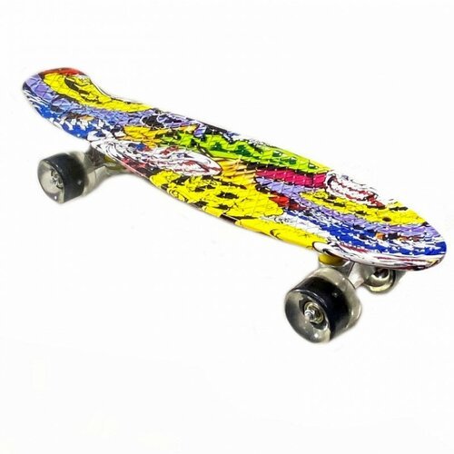 Скейтборд-пенниборд для детей и подростков, светящиеся колеса, хип-хоп желтый