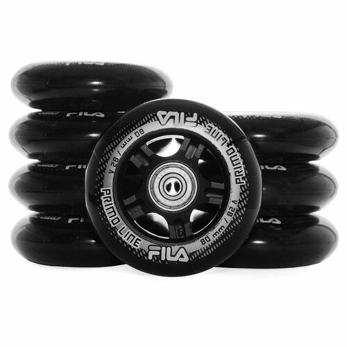 Набор колес для роликов (8шт.) Fila Wheels 80mm/82A + ABEC 5 + Alu Spacer 6mm