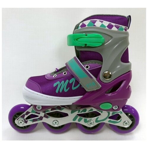 Роликовые коньки, фиолетовые, раздвижные, одно светящееся колесо, размер S (30-33)