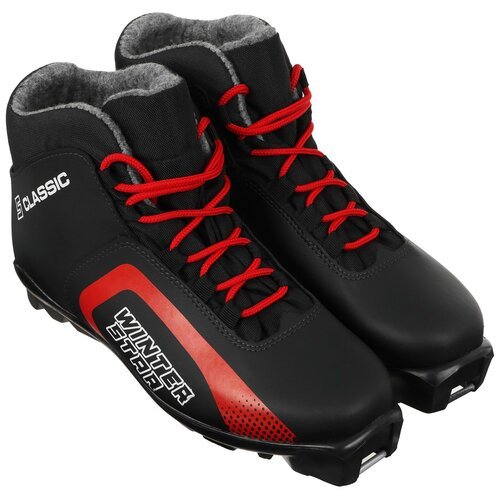Ботинки лыжные Winter Star 'Сlassic', SNS, искусственная кожа, размер 36, цвет чёрный, красный
