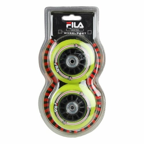 Набор колес для роликов (8шт.) Fila Wheels 76mm/82А + ABEC 5 + Nylon Spacer 6mm Performix - Green