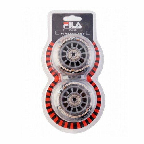 Набор колес для роликов (8 шт.) Fila 76mm/82А + ABEC 5 + Alu Spacer 6mm Performix - Clear/Orange
