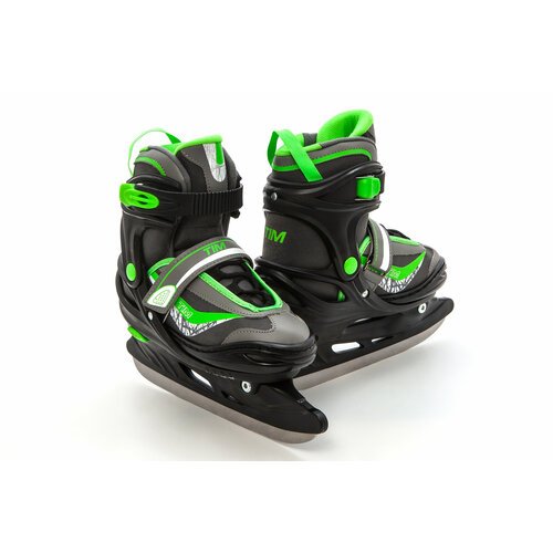Коньки раздвижные ледовые фигурные хоккейные CALAMBUS TIM ICE черный/зеленый размер 34-37