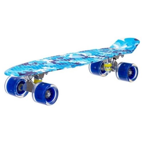 Скейтборд пластиковый детский, синий с принтом. арт. IT106591